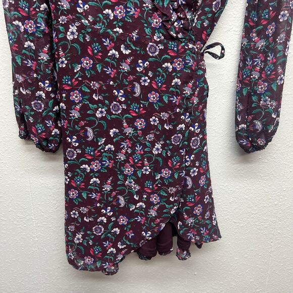Francesca's Dress Womens Small True Wrap Floral Puff Sleeve Fairy Cottagecore - Picture 6 of 15
